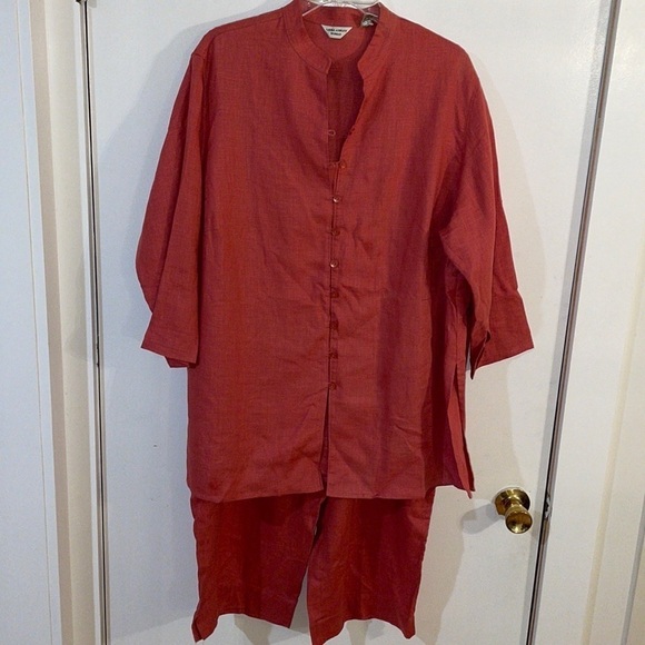 Women’s 2-Piece 100% Linen Set Laura Ashley Size 1X /20W Mauve - Picture 1 of 11